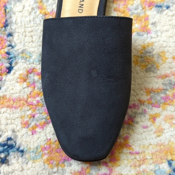 Lucky Brand Acasia Classic Pebbled Leather Slip On Open Back Flat Mules Black 6 - Picture 9 of 15
